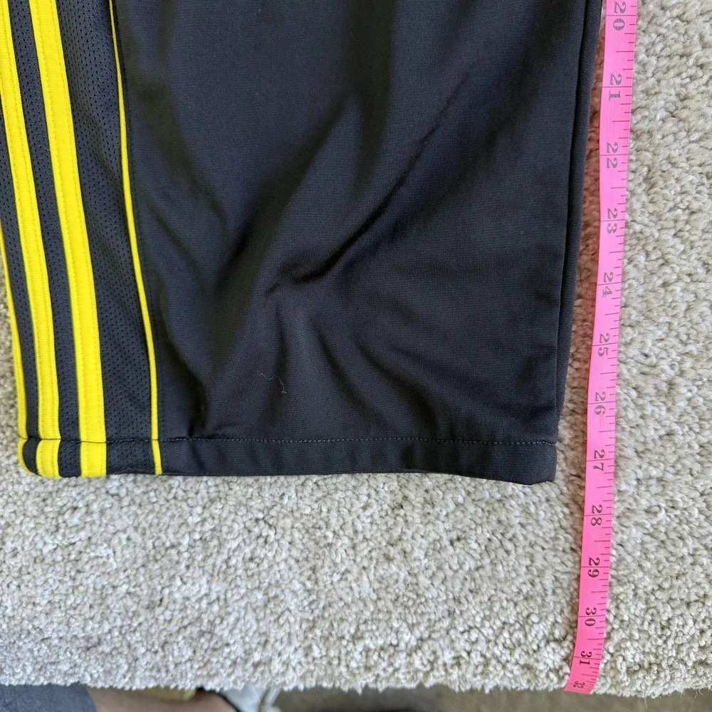 Adidas Track Pants Mens Large Black Knit Elastic Waist Side Stripe Soccer Gym